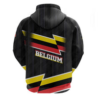 Belgium Zip Hoodie with Black Red Yellow Lightning Flag Stripe Spirit