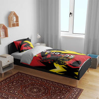 Belgium Bedding Set with Black Red Lion Crest Flag Flame Spirit