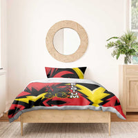 Belgium Bedding Set with Black Red Lion Crest Flag Flame Spirit