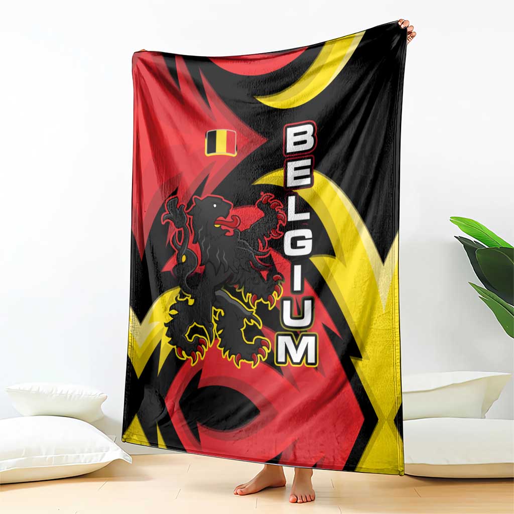Belgium Blanket with Black Red Lion Crest Flag Flame Spirit