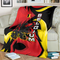 Belgium Blanket with Black Red Lion Crest Flag Flame Spirit