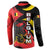 Belgium Button Sweatshirt with Black Red Lion Crest Flag Flame Spirit