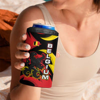 Belgium 4 in 1 Can Cooler Tumbler with Black Red Lion Crest Flag Flame Spirit