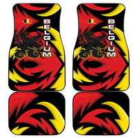 Belgium Car Mats with Black Red Lion Crest Flag Flame Spirit