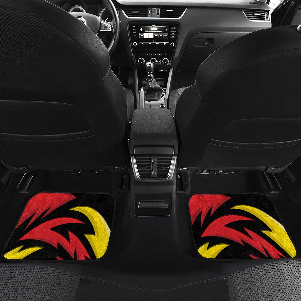 Belgium Car Mats with Black Red Lion Crest Flag Flame Spirit