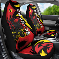 Belgium Car Seat Cover with Black Red Lion Crest Flag Flame Spirit