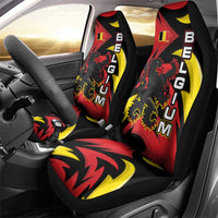 Belgium Car Seat Cover with Black Red Lion Crest Flag Flame Spirit