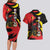Belgium Couples Matching Long Sleeve Bodycon Dress and Hawaiian Shirt with Black Red Lion Crest Flag Flame Spirit