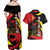 Belgium Couples Matching Off Shoulder Maxi Dress and Hawaiian Shirt with Black Red Lion Crest Flag Flame Spirit