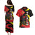 Belgium Couples Matching Puletasi and Hawaiian Shirt with Black Red Lion Crest Flag Flame Spirit