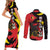 Belgium Couples Matching Short Sleeve Bodycon Dress and Long Sleeve Button Shirt with Black Red Lion Crest Flag Flame Spirit