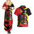 Belgium Couples Matching Summer Maxi Dress and Hawaiian Shirt with Black Red Lion Crest Flag Flame Spirit