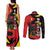 Belgium Couples Matching Tank Maxi Dress and Long Sleeve Button Shirt with Black Red Lion Crest Flag Flame Spirit