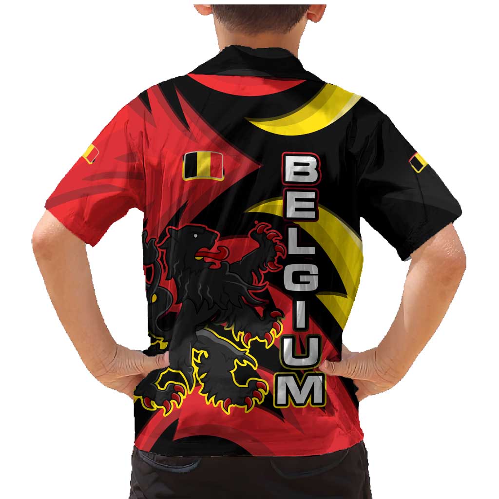 Belgium Family Matching Mermaid Dress and Hawaiian Shirt with Black Red Lion Crest Flag Flame Spirit