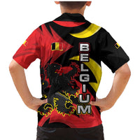 Belgium Family Matching Mermaid Dress and Hawaiian Shirt with Black Red Lion Crest Flag Flame Spirit