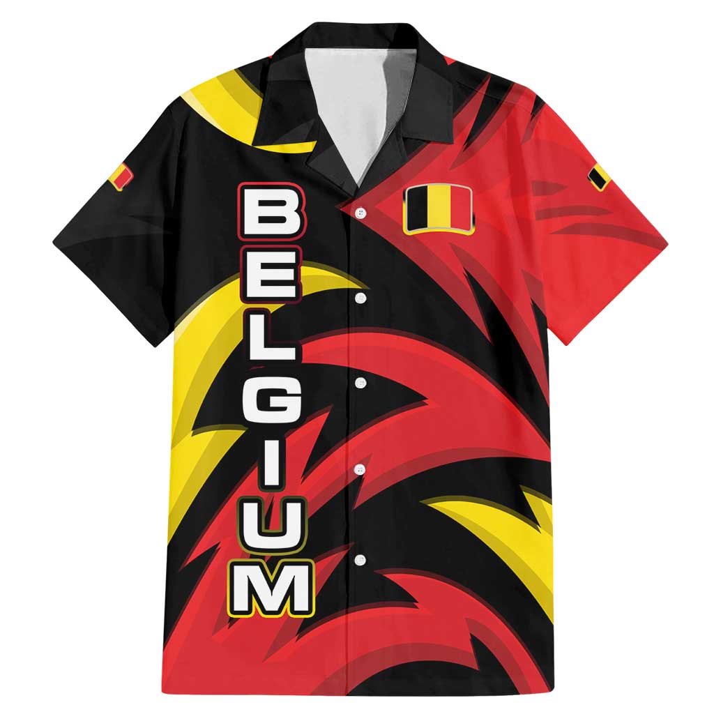 Belgium Family Matching Mermaid Dress and Hawaiian Shirt with Black Red Lion Crest Flag Flame Spirit