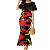 Belgium Family Matching Mermaid Dress and Hawaiian Shirt with Black Red Lion Crest Flag Flame Spirit