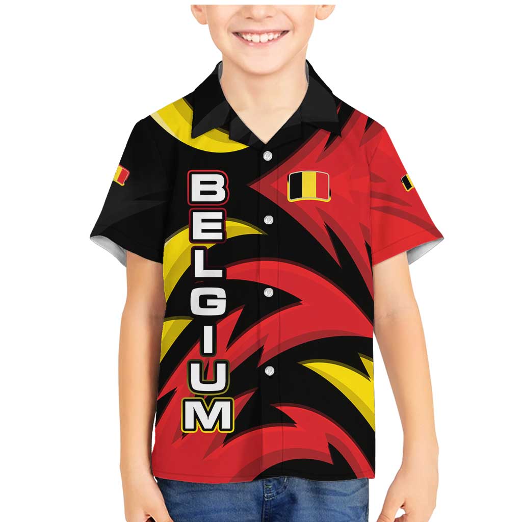 Belgium Family Matching Mermaid Dress and Hawaiian Shirt with Black Red Lion Crest Flag Flame Spirit
