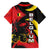 Belgium Family Matching Off The Shoulder Long Sleeve Dress and Hawaiian Shirt with Black Red Lion Crest Flag Flame Spirit