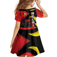 Belgium Family Matching Off Shoulder Maxi Dress and Hawaiian Shirt with Black Red Lion Crest Flag Flame Spirit