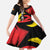 Belgium Family Matching Summer Maxi Dress and Hawaiian Shirt with Black Red Lion Crest Flag Flame Spirit