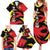Belgium Family Matching Summer Maxi Dress and Hawaiian Shirt with Black Red Lion Crest Flag Flame Spirit