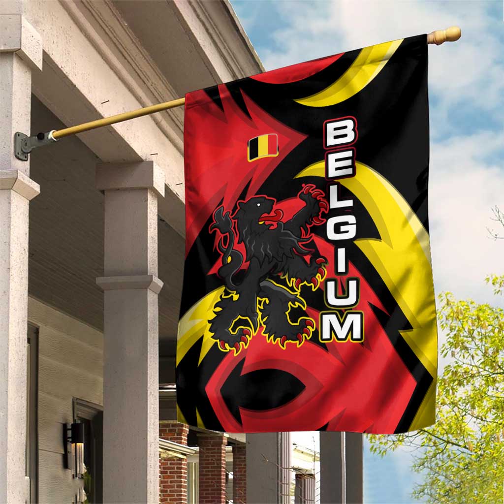 Belgium Garden Flag with Black Red Lion Crest Flag Flame Spirit