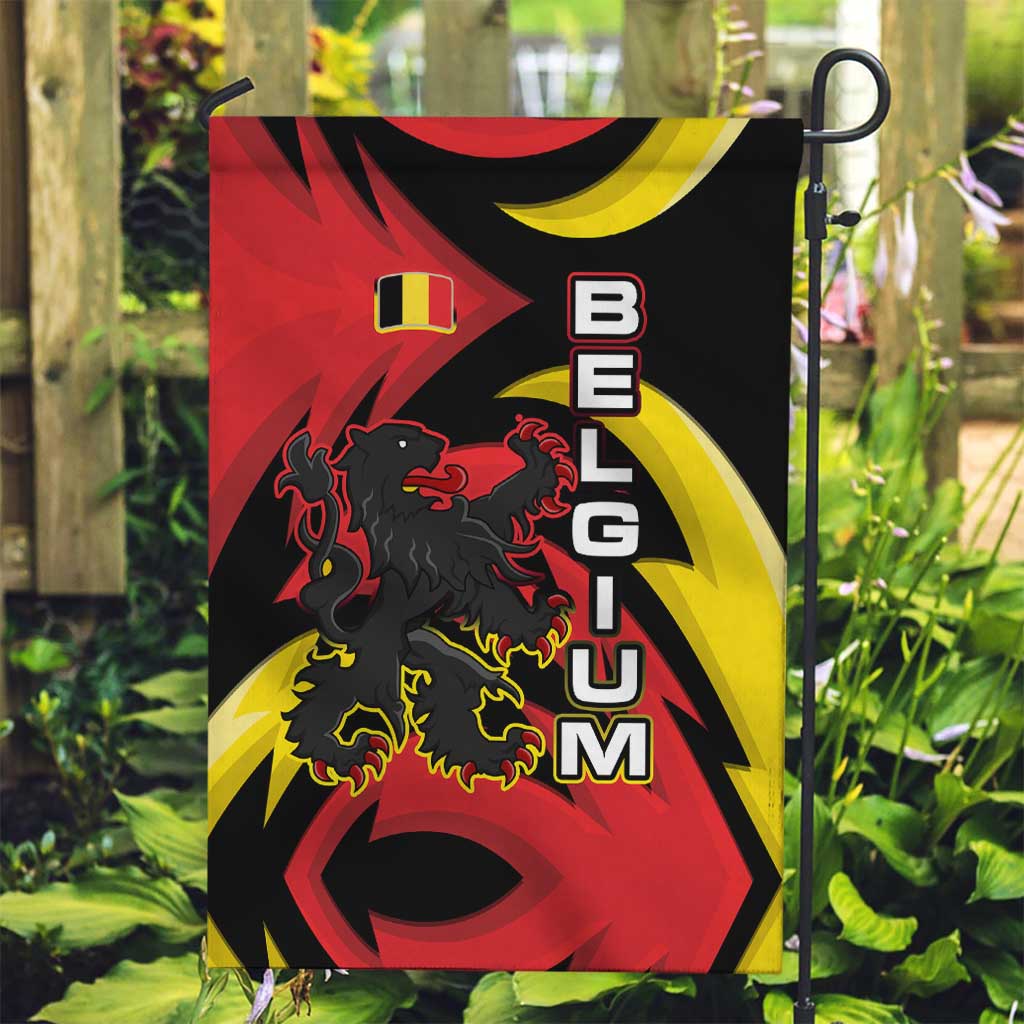 Belgium Garden Flag with Black Red Lion Crest Flag Flame Spirit