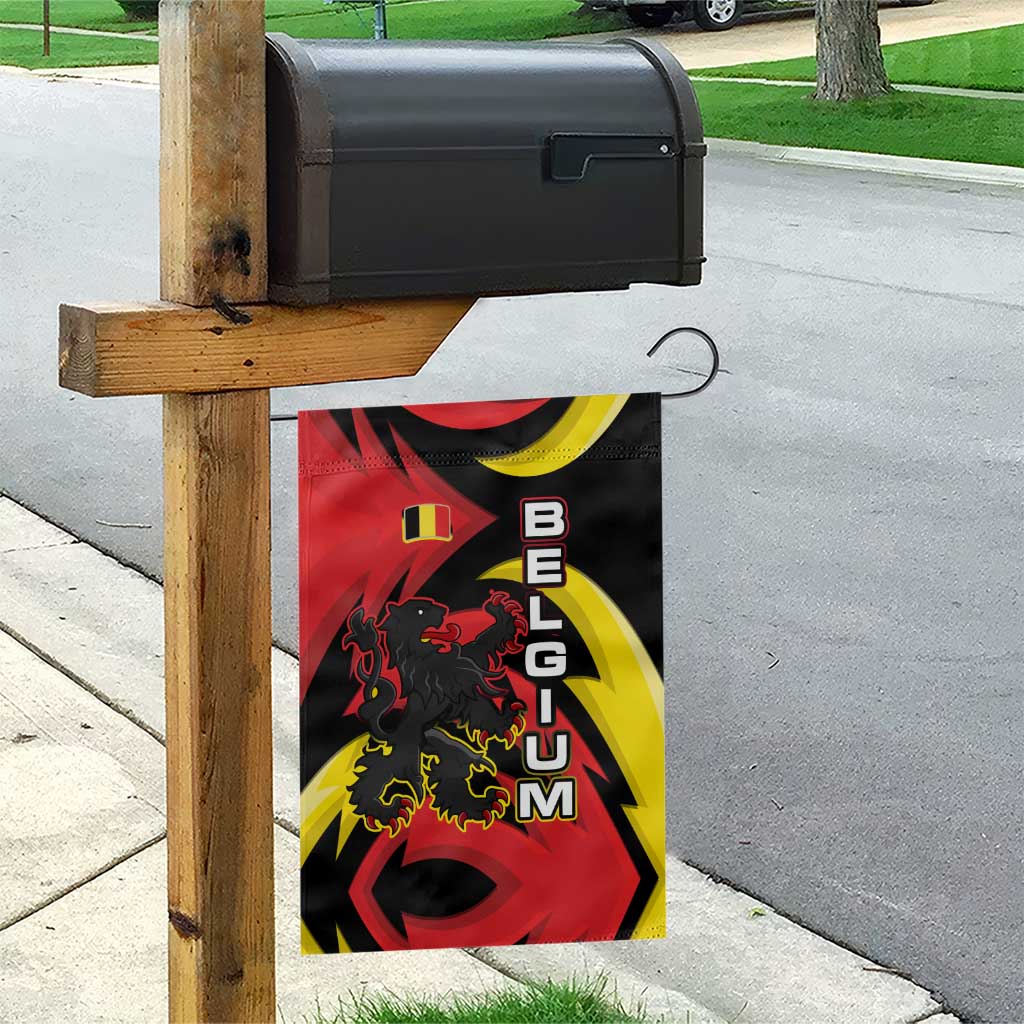 Belgium Garden Flag with Black Red Lion Crest Flag Flame Spirit