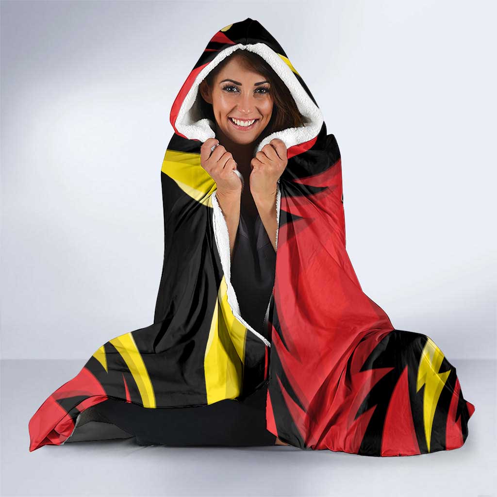 Belgium Hooded Blanket with Black Red Lion Crest Flag Flame Spirit