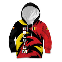 Belgium Kid Hoodie with Black Red Lion Crest Flag Flame Spirit