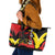 Belgium Leather Tote Bag with Black Red Lion Crest Flag Flame Spirit