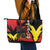Belgium Leather Tote Bag with Black Red Lion Crest Flag Flame Spirit
