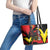 Belgium Leather Tote Bag with Black Red Lion Crest Flag Flame Spirit