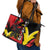 Belgium Leather Tote Bag with Black Red Lion Crest Flag Flame Spirit