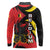 Belgium Long Sleeve Polo Shirt with Black Red Lion Crest Flag Flame Spirit