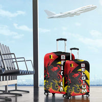 Belgium Luggage Cover with Black Red Lion Crest Flag Flame Spirit