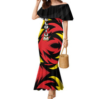 Belgium Mermaid Dress with Black Red Lion Crest Flag Flame Spirit