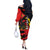 Belgium Off The Shoulder Long Sleeve Dress with Black Red Lion Crest Flag Flame Spirit