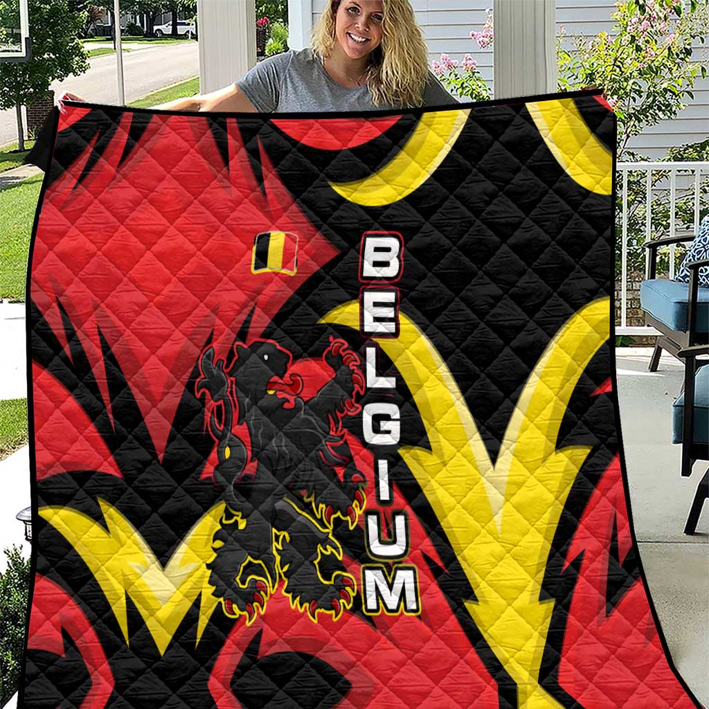 Belgium Quilt with Black Red Lion Crest Flag Flame Spirit