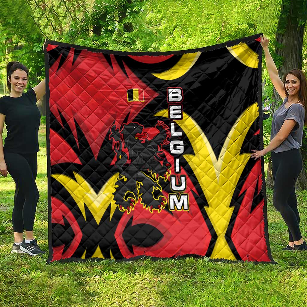 Belgium Quilt with Black Red Lion Crest Flag Flame Spirit