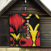 Belgium Quilt with Black Red Lion Crest Flag Flame Spirit