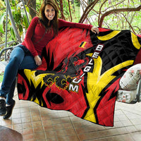 Belgium Quilt with Black Red Lion Crest Flag Flame Spirit