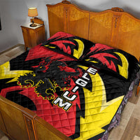 Belgium Quilt Bed Set with Black Red Lion Crest Flag Flame Spirit