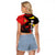 Belgium Raglan Cropped T Shirt with Black Red Lion Crest Flag Flame Spirit