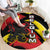 Belgium Round Carpet with Black Red Lion Crest Flag Flame Spirit