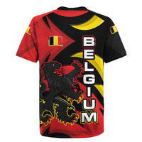 Belgium Rugby Jersey with Black Red Lion Crest Flag Flame Spirit
