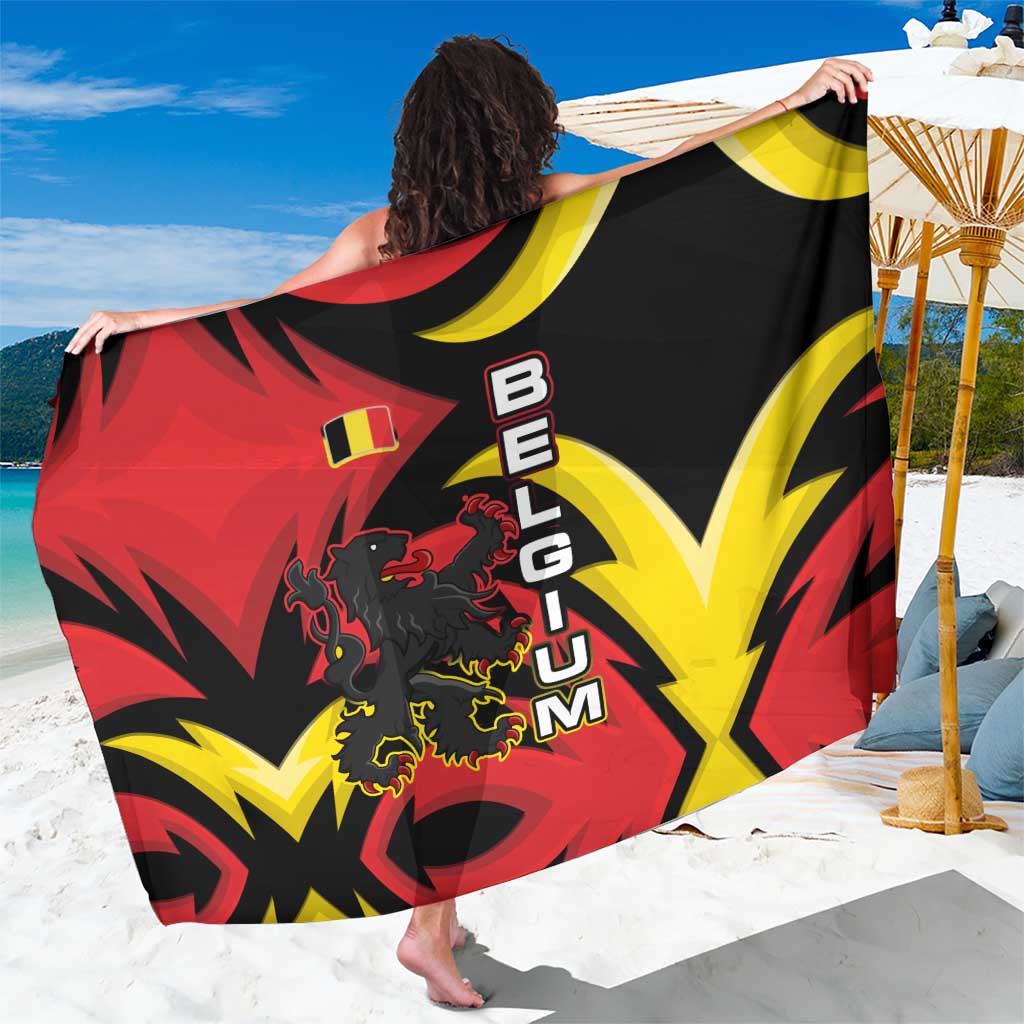 Belgium Sarong with Black Red Lion Crest Flag Flame Spirit