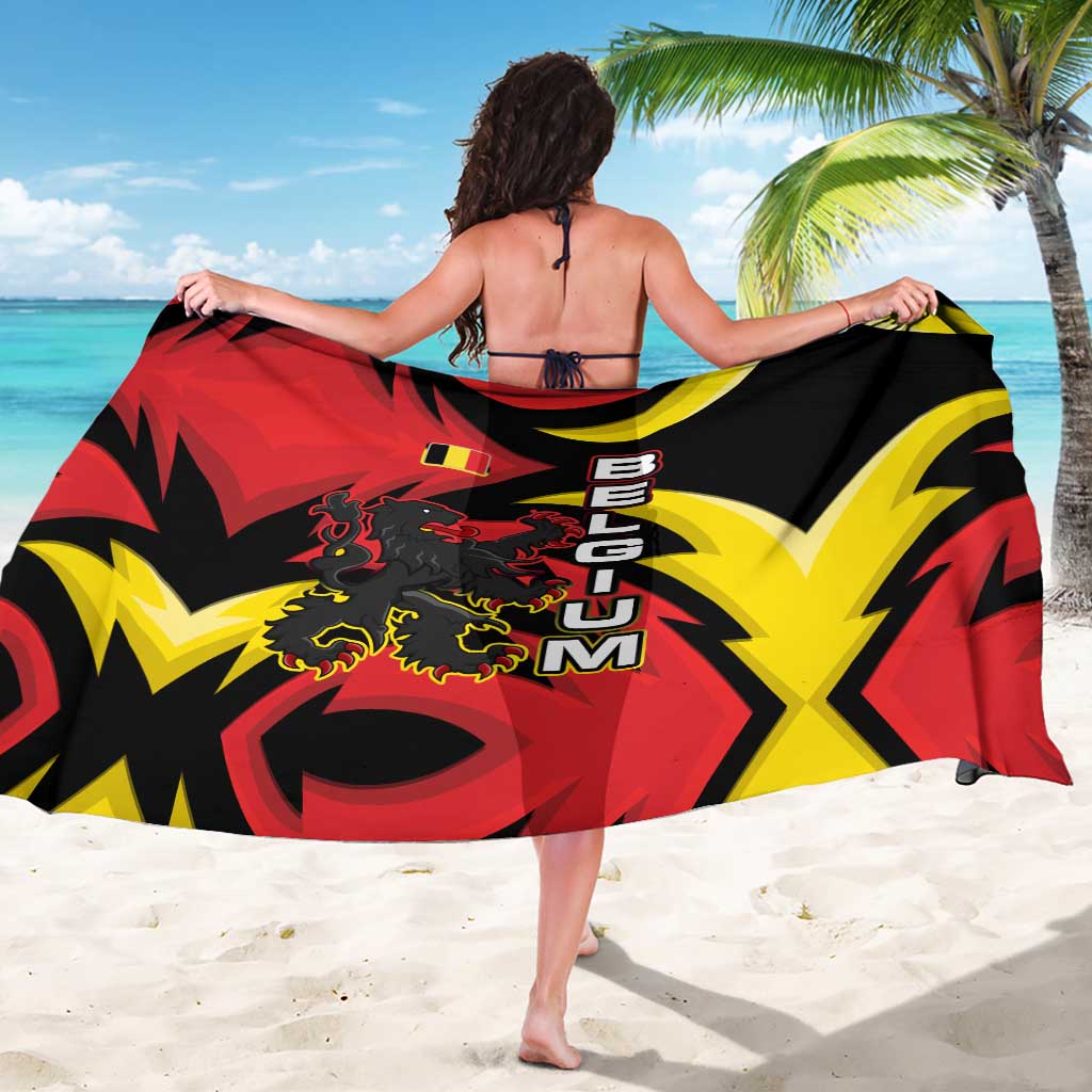 Belgium Sarong with Black Red Lion Crest Flag Flame Spirit