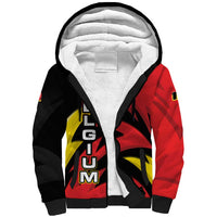 Belgium Sherpa Hoodie with Black Red Lion Crest Flag Flame Spirit